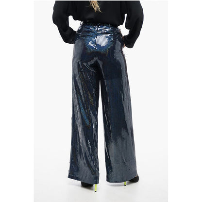All-Over Sequined Wide-Leg Pants with Pleats