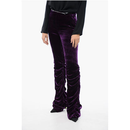 Velvet Ruched Pants with Detachable Belt
