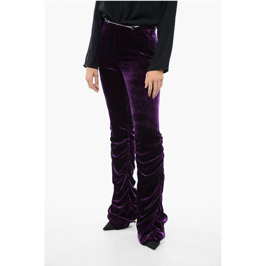 Velvet Ruched Pants with Detachable Belt