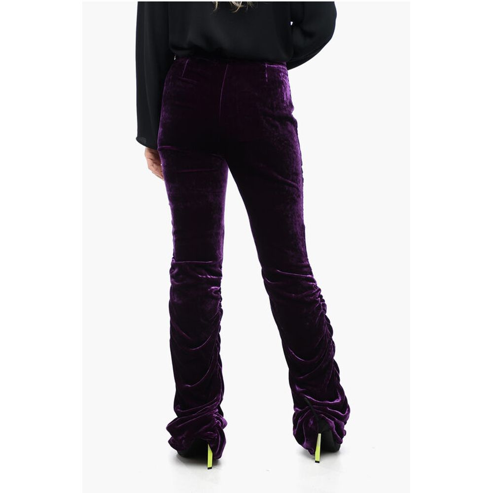 Velvet Ruched Pants with Detachable Belt