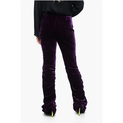 Velvet Ruched Pants with Detachable Belt