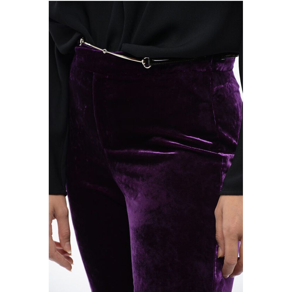 Velvet Ruched Pants with Detachable Belt