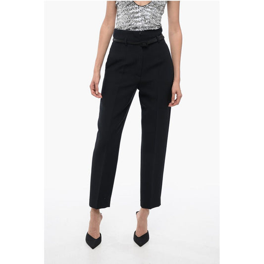 Wool-blended Pleated Pants with Belt
