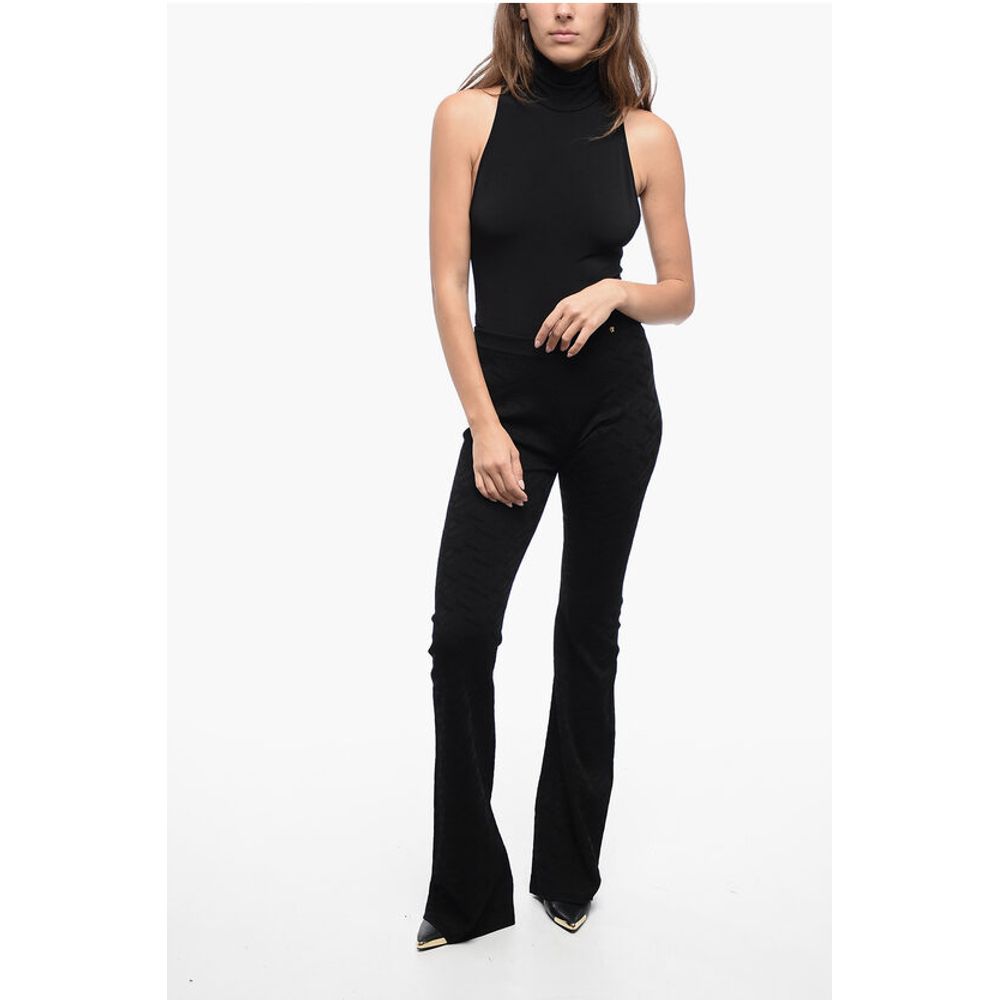 Jacquard Fabric Flared Fit Pants