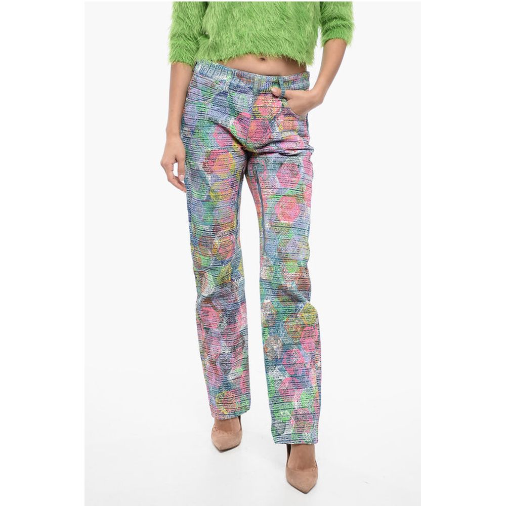 Coated Cotton Regular Fit Denims with Zips 17cm