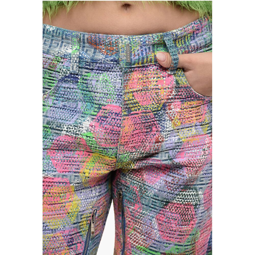 Coated Cotton Regular Fit Denims with Zips 17cm