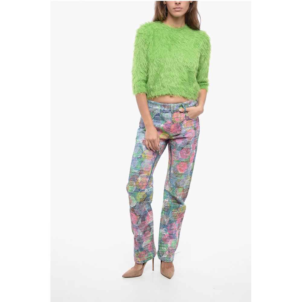 Coated Cotton Regular Fit Denims with Zips 17cm