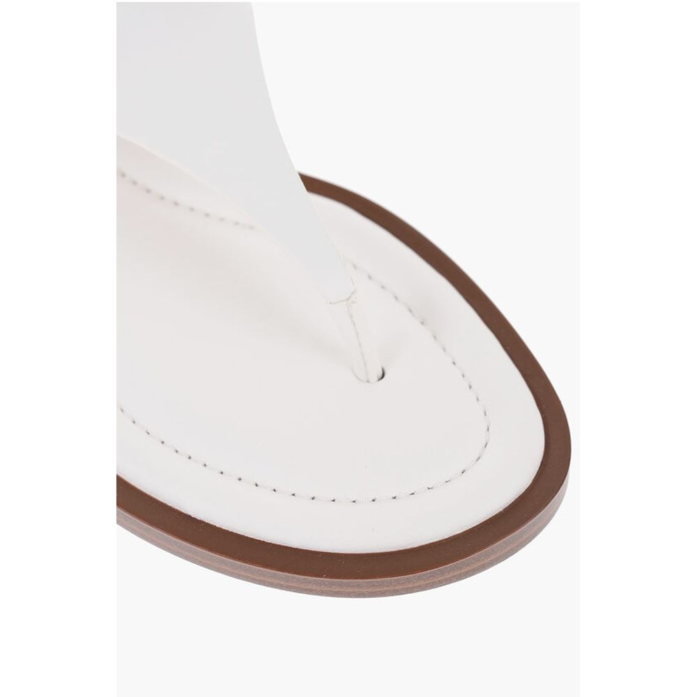 MICHAEL Leather DANIELLA Thong Sandals with Golden-Effect Mo