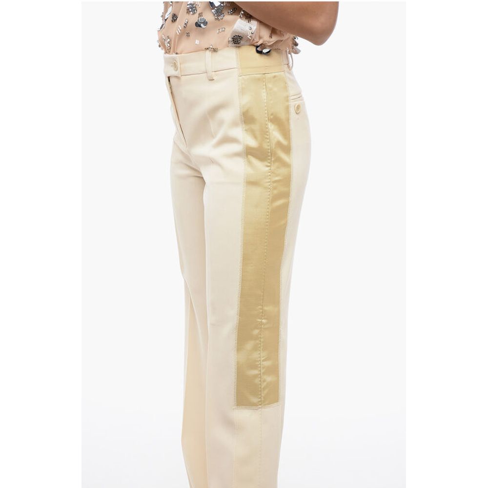 COUTURE Virgin Wool Tailoring Pants with Contrasting Detaili