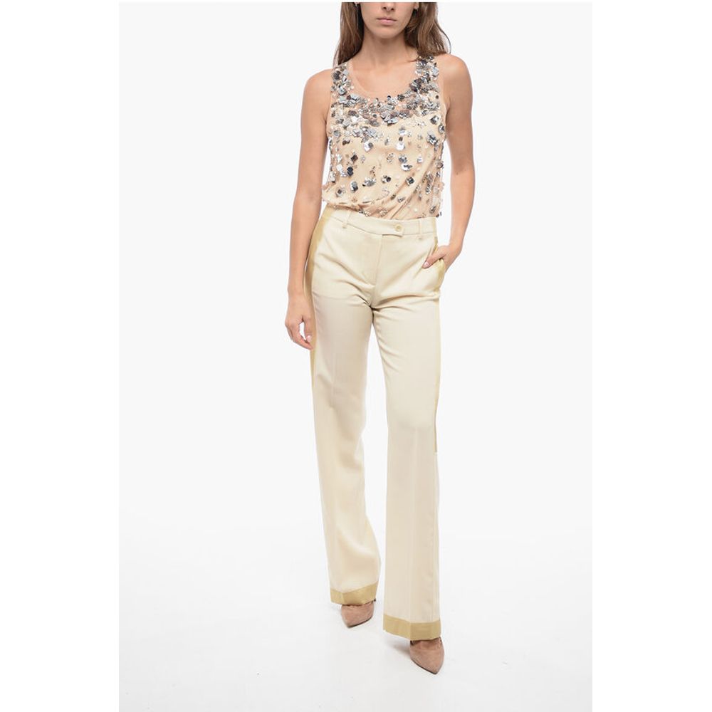 COUTURE Virgin Wool Tailoring Pants with Contrasting Detaili