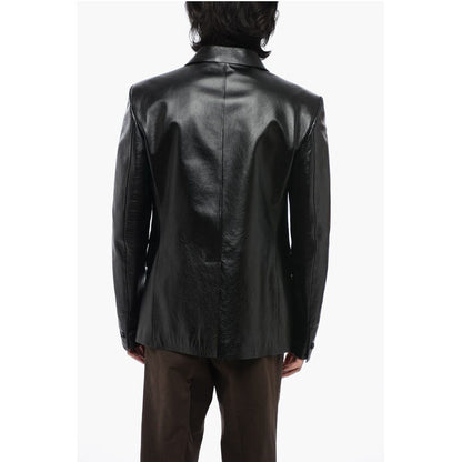 Single Breasted Hammered Leather Blazer