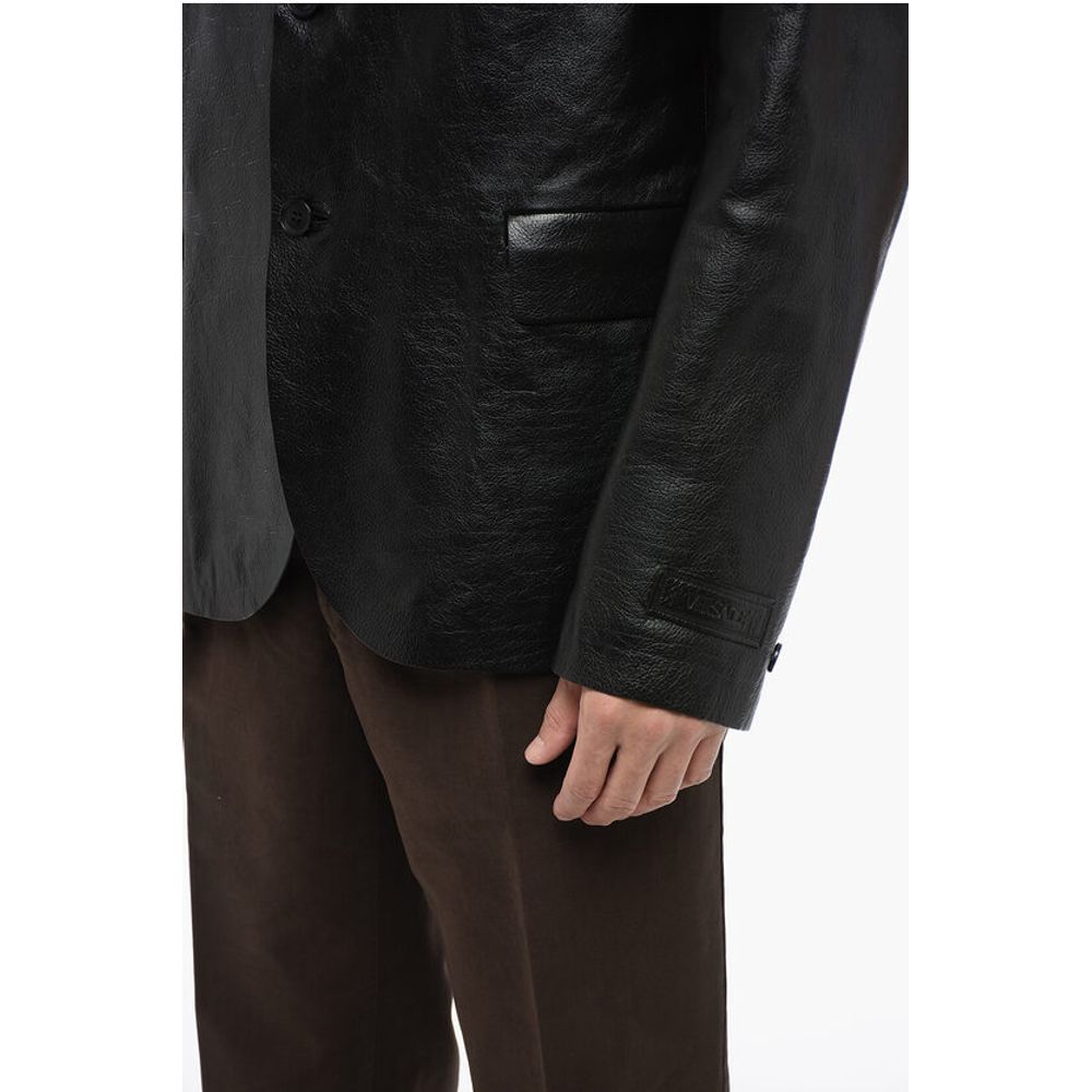 Single Breasted Hammered Leather Blazer