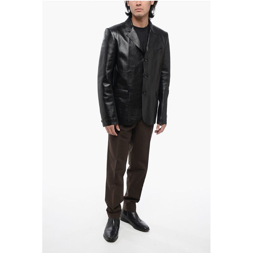 Single Breasted Hammered Leather Blazer