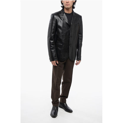 Single Breasted Hammered Leather Blazer