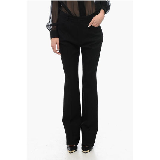 Wool High-waisted Pants with Front Pleats