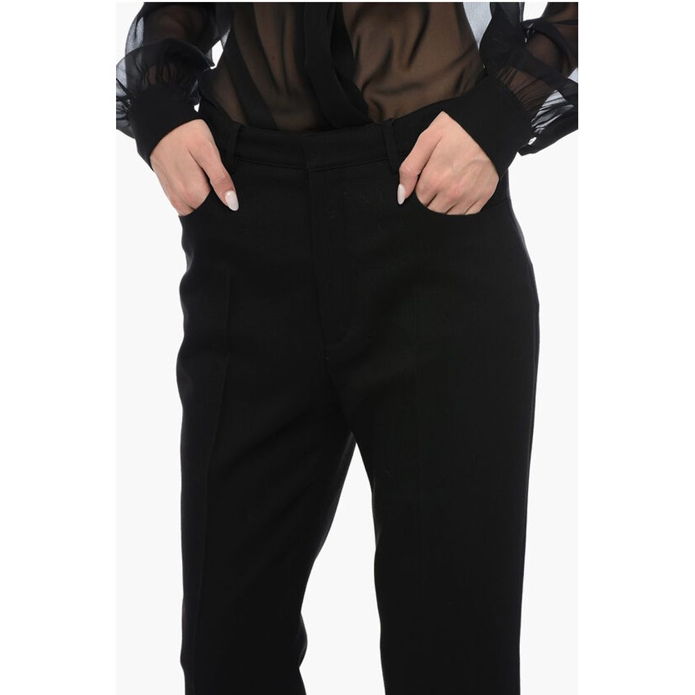 Wool High-waisted Pants with Front Pleats