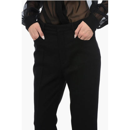 Wool High-waisted Pants with Front Pleats