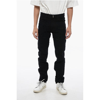 Slim Fit Distressed Cotton Denims 17cm