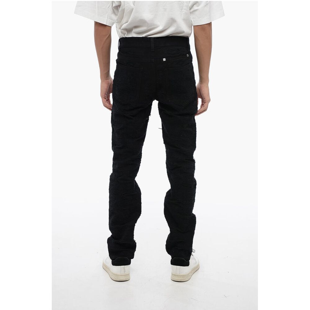 Slim Fit Distressed Cotton Denims 17cm