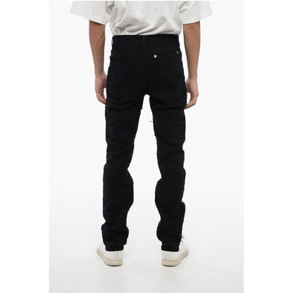 Slim Fit Distressed Cotton Denims 17cm