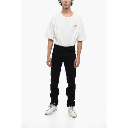 Slim Fit Distressed Cotton Denims 17cm