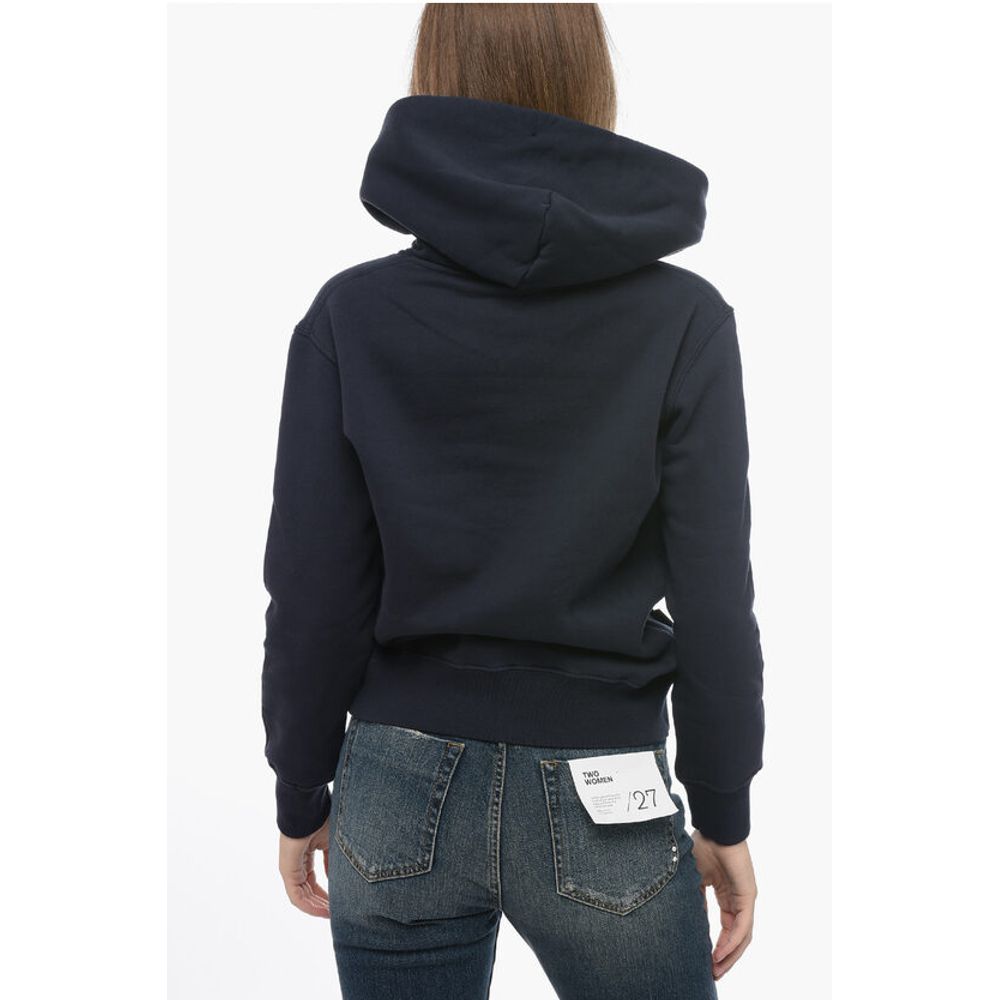 Fleeced cotton Hoodie with Contrasting Logo