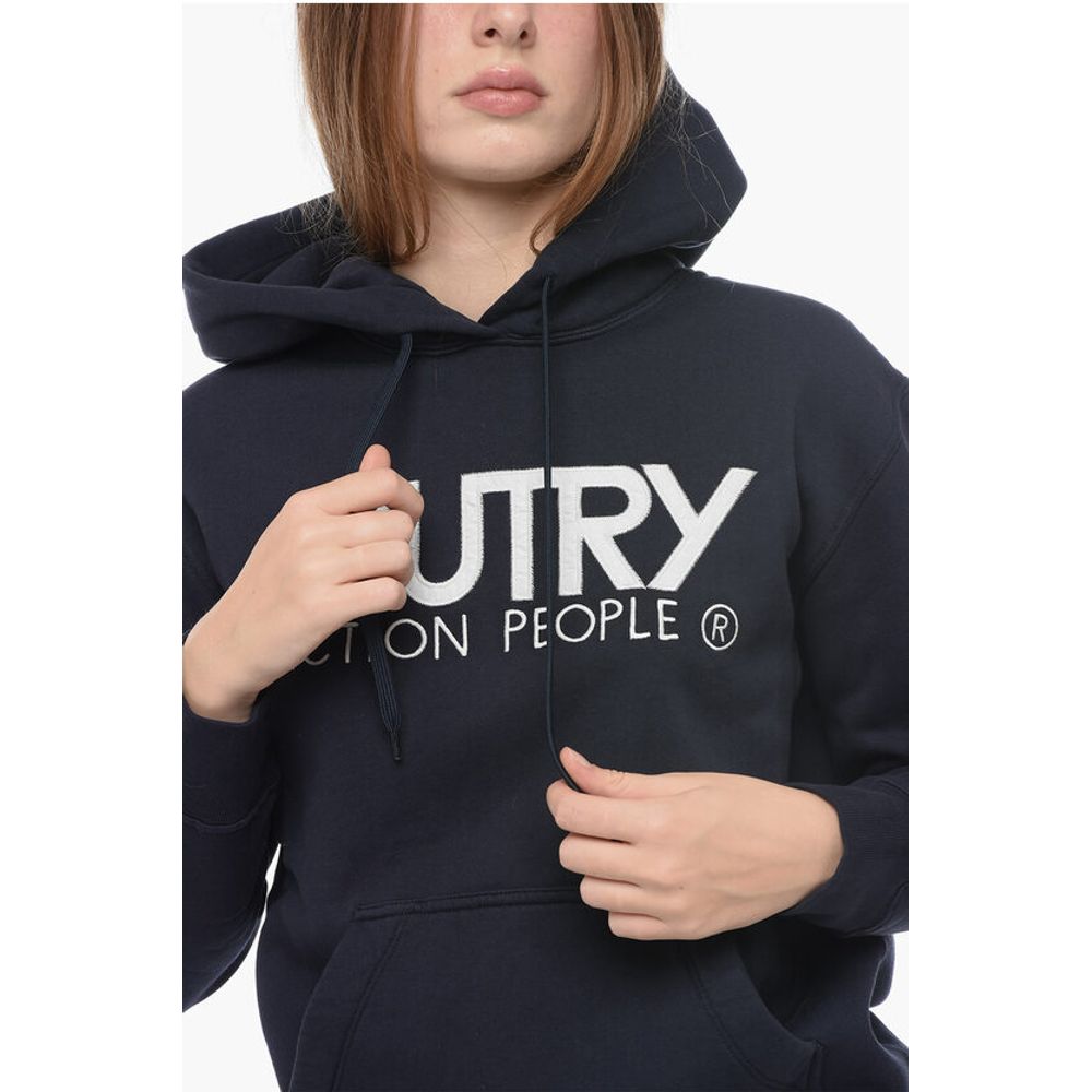 Fleeced cotton Hoodie with Contrasting Logo