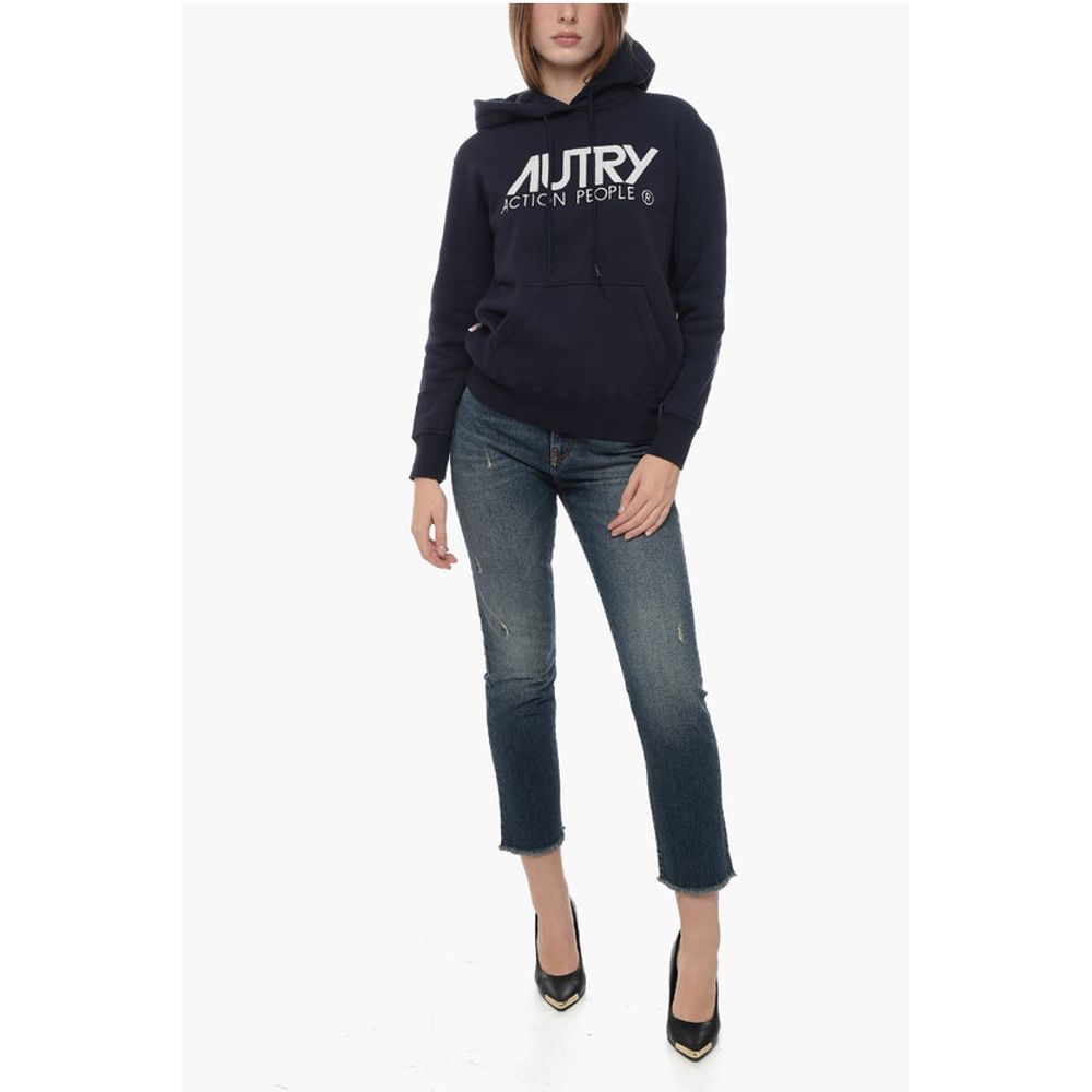 Fleeced cotton Hoodie with Contrasting Logo