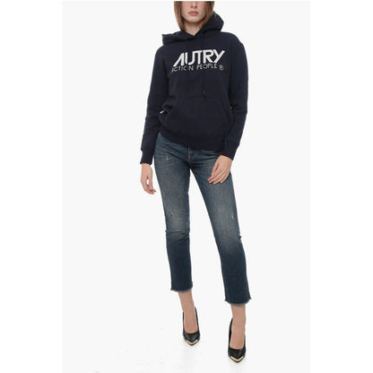 Fleeced cotton Hoodie with Contrasting Logo