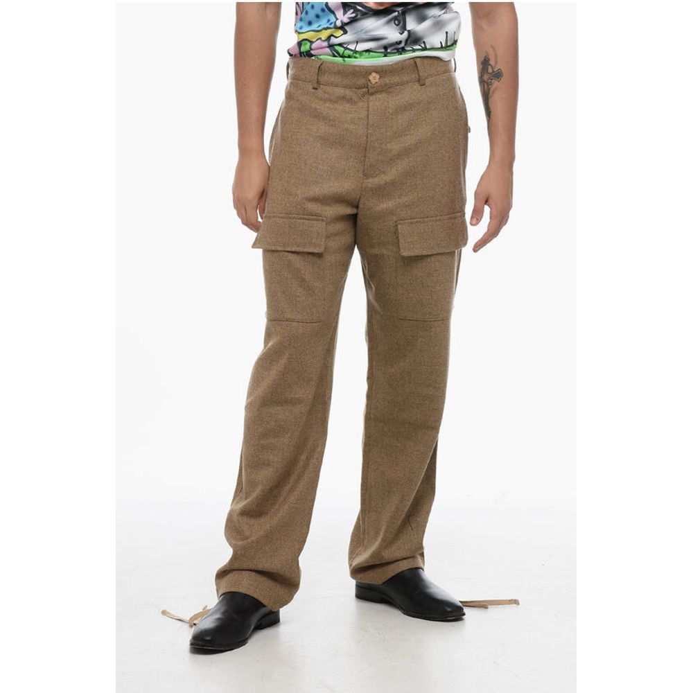 Twill Wool Cargo Pants with Drawstringed Ankle