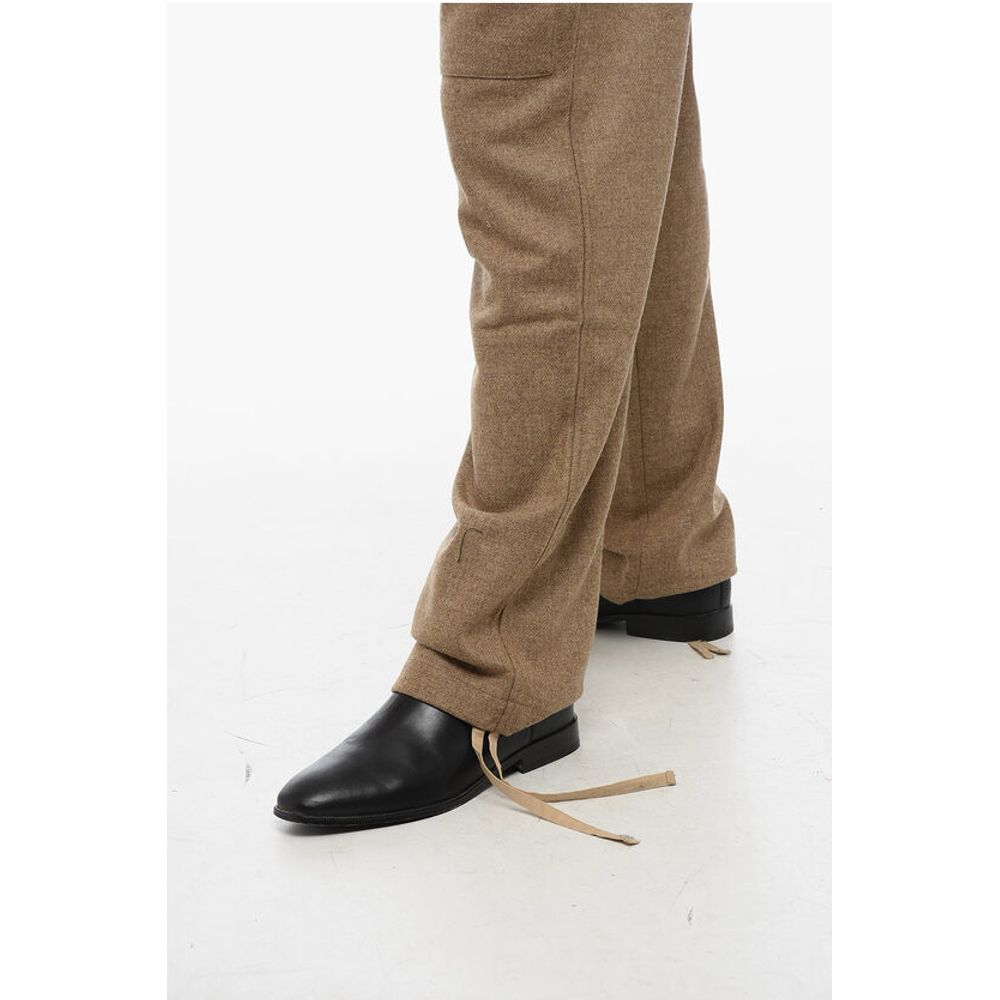 Twill Wool Cargo Pants with Drawstringed Ankle