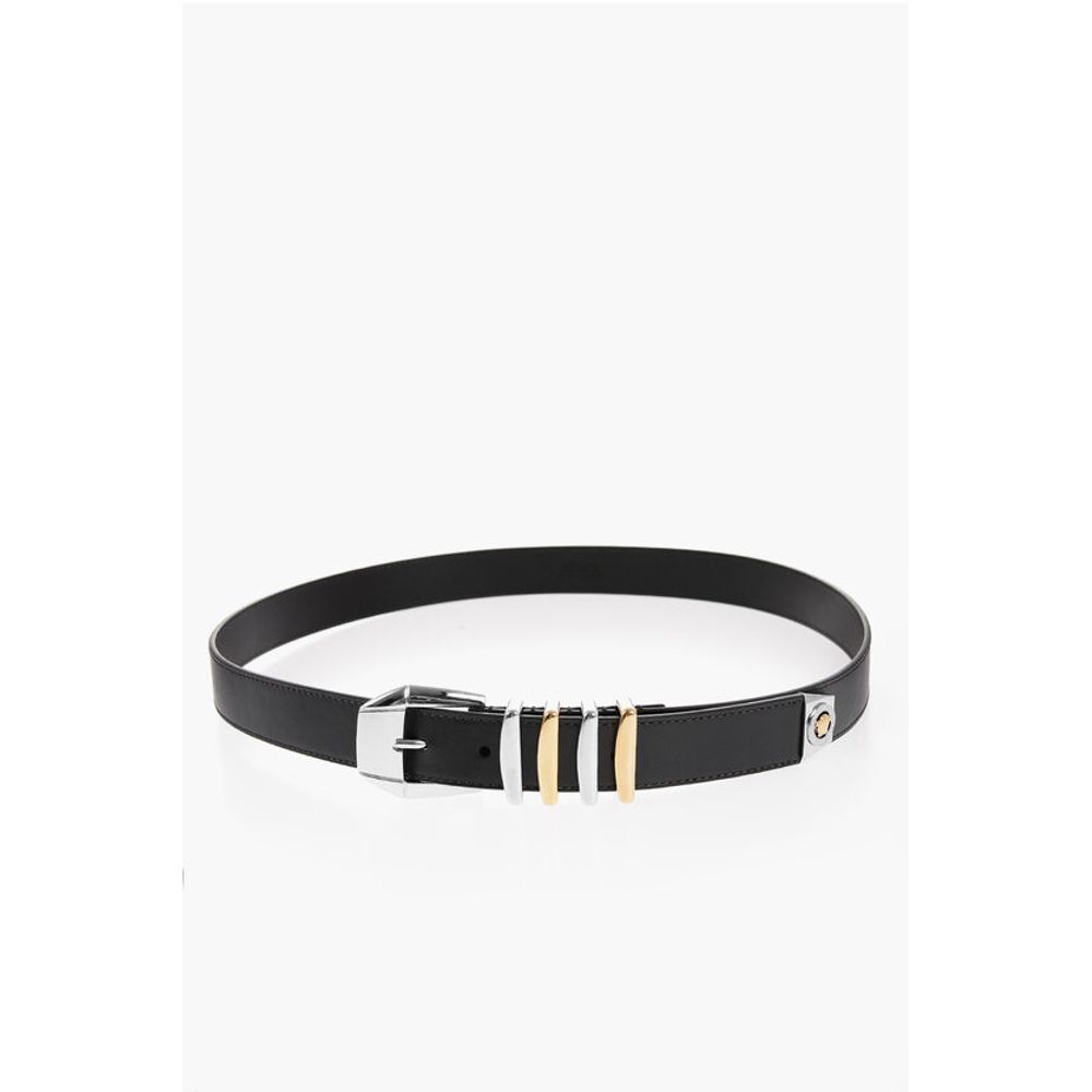 Leather MEDUSA HERITAGE Belt with Two-Tone Metal Loops 30mm