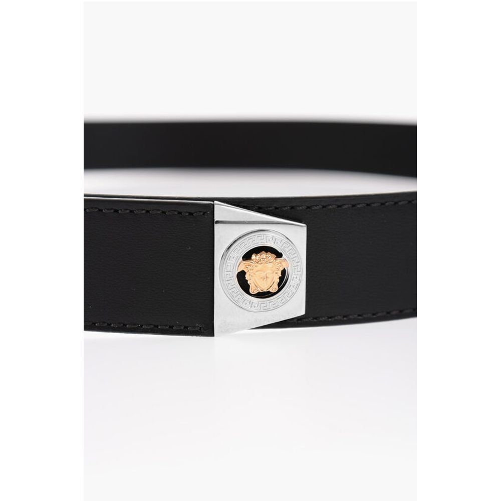 Leather MEDUSA HERITAGE Belt with Two-Tone Metal Loops 30mm