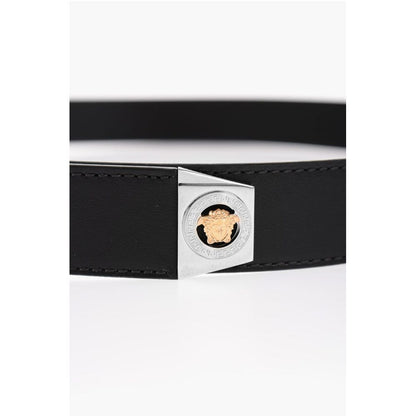 Leather MEDUSA HERITAGE Belt with Two-Tone Metal Loops 30mm