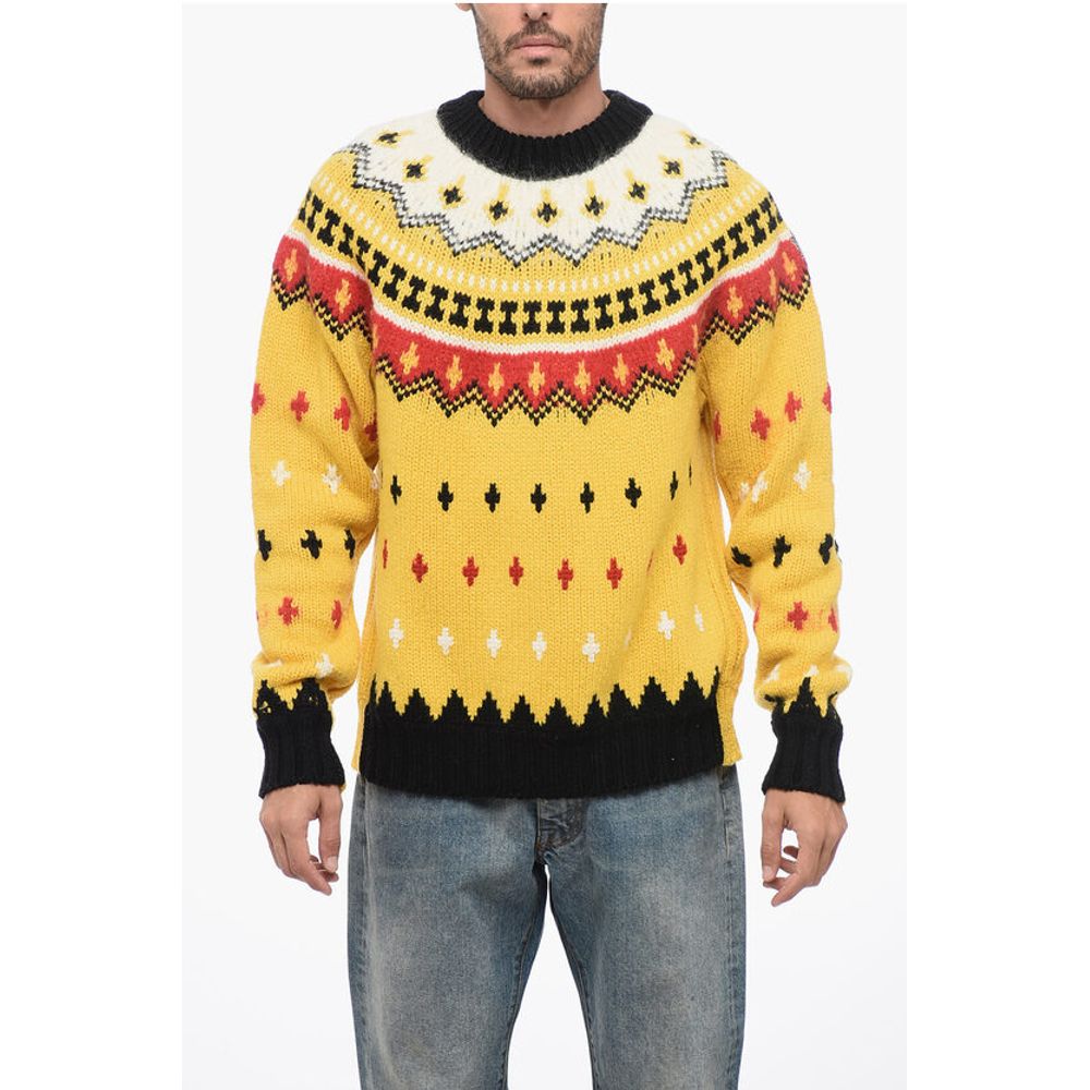 GRENOBLE Crew Neck Wool Blend Pullover with Fairisle Motif