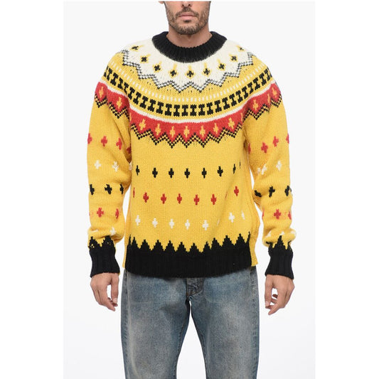 GRENOBLE Crew Neck Wool Blend Pullover with Fairisle Motif