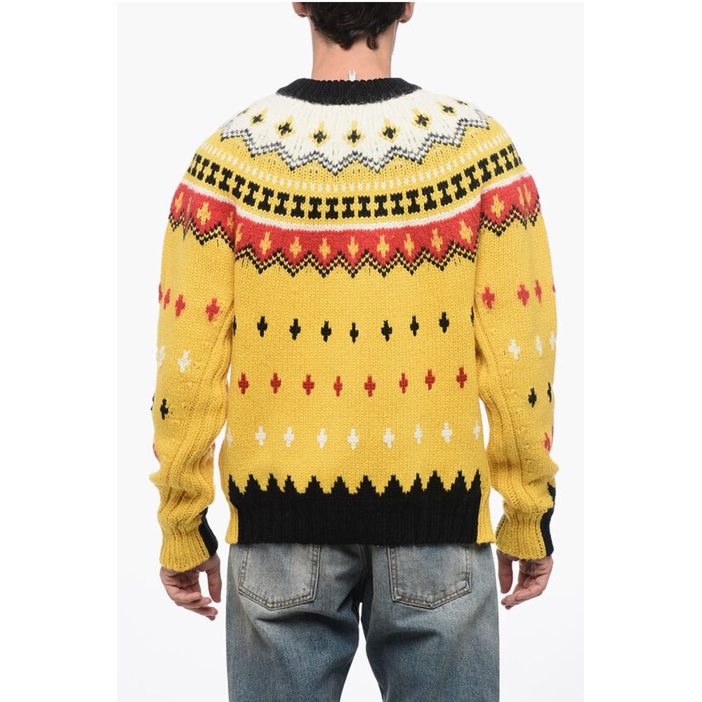 GRENOBLE Crew Neck Wool Blend Pullover with Fairisle Motif
