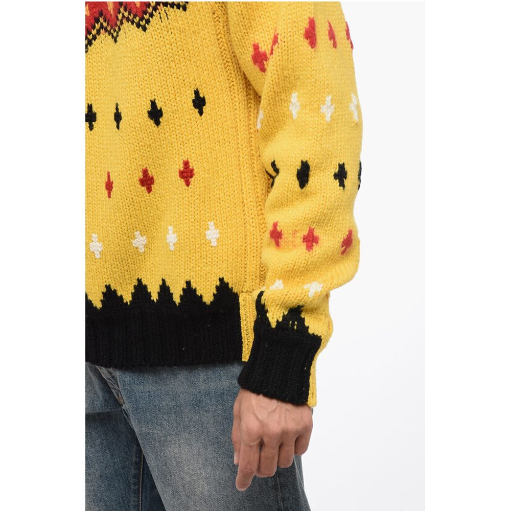 GRENOBLE Crew Neck Wool Blend Pullover with Fairisle Motif