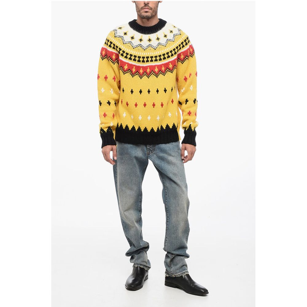 GRENOBLE Crew Neck Wool Blend Pullover with Fairisle Motif