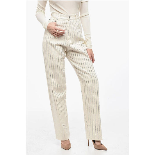 5 Pocket High-waisted Pants with Micro-studs All-Over