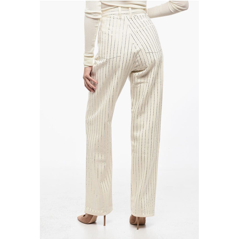 5 Pocket High-waisted Pants with Micro-studs All-Over
