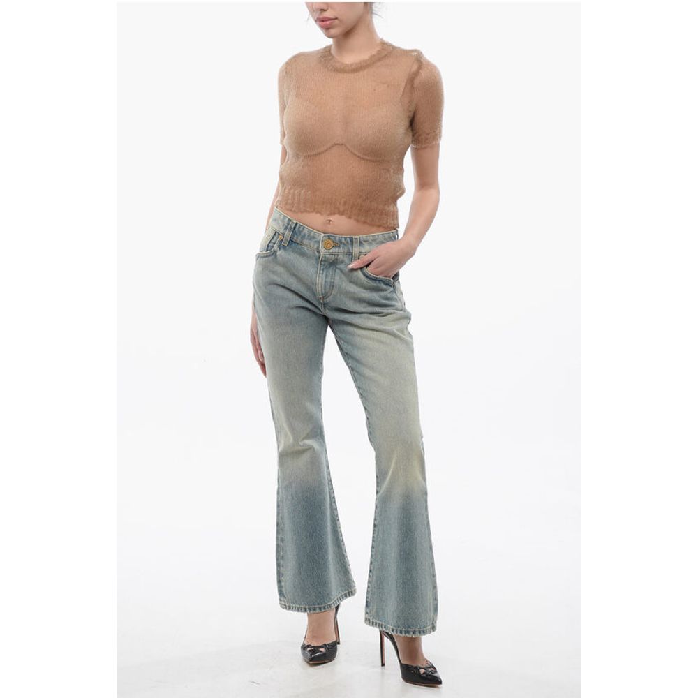 Vintage Washed Cropped Fit Bootcut Denims