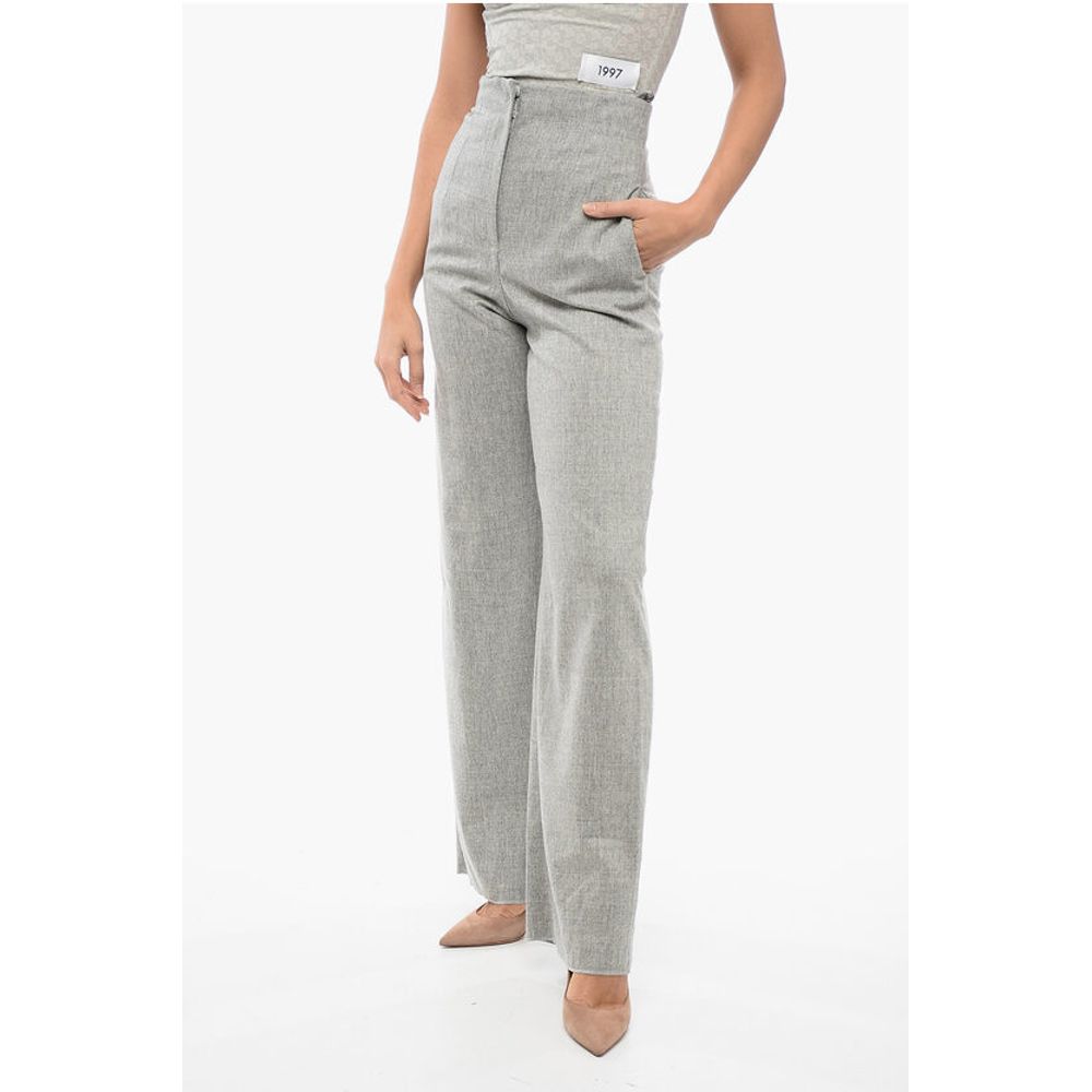 EMPORIO Wool Blend Palazzo Pants with Concealed Closure