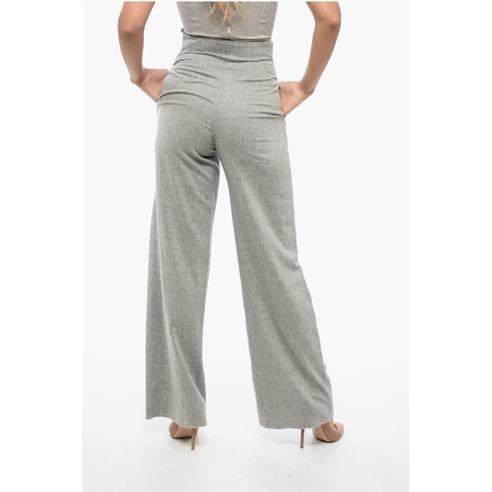 EMPORIO Wool Blend Palazzo Pants with Concealed Closure