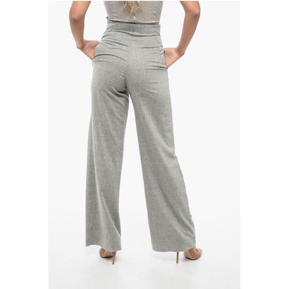 EMPORIO Wool Blend Palazzo Pants with Concealed Closure