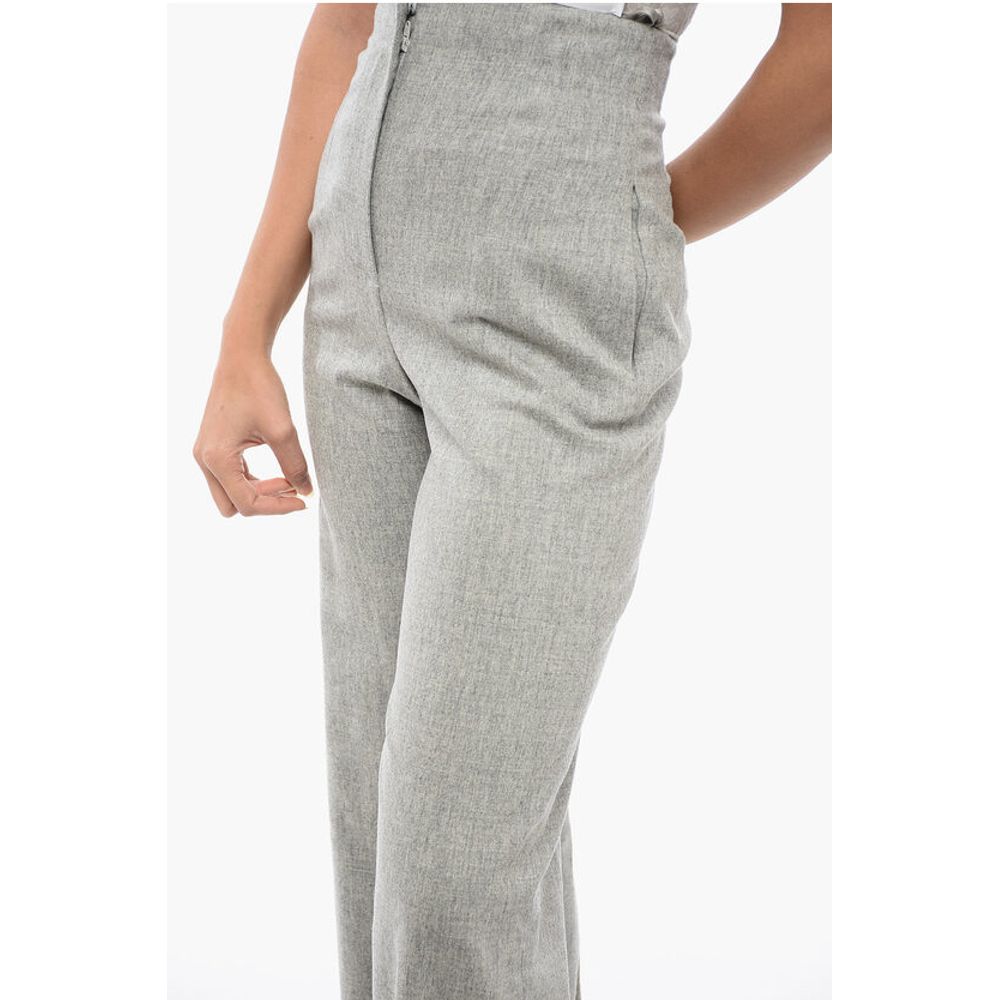 EMPORIO Wool Blend Palazzo Pants with Concealed Closure