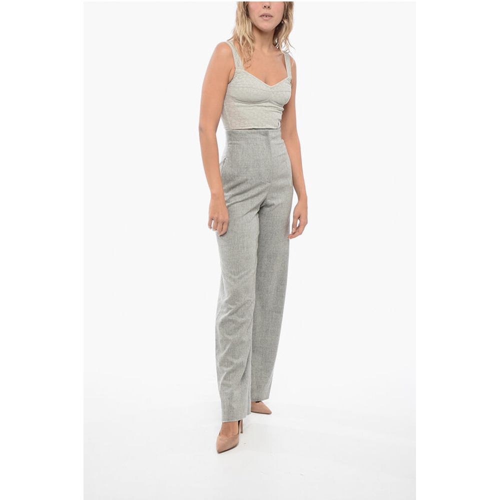 EMPORIO Wool Blend Palazzo Pants with Concealed Closure