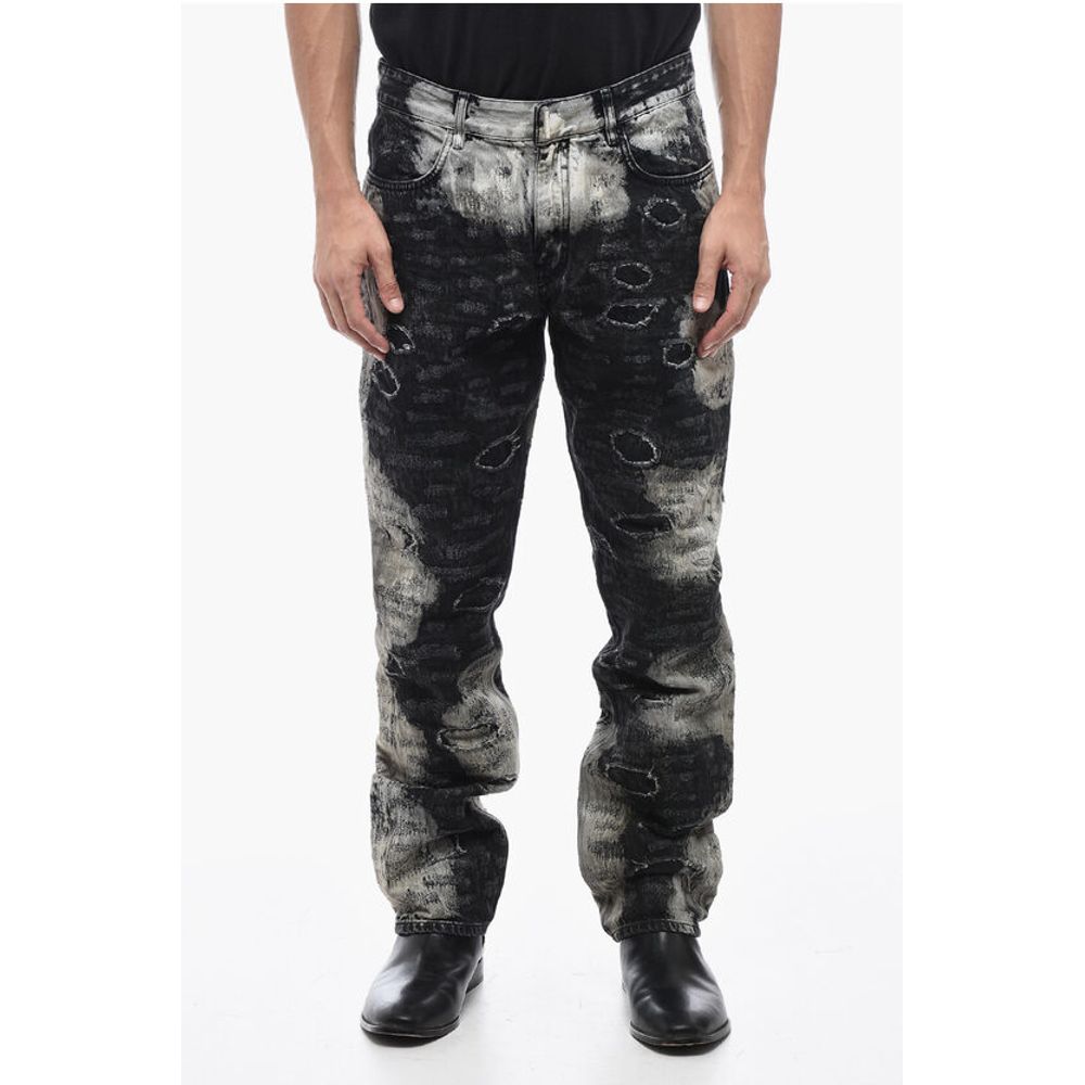 Distressed Cotton Half-coated Lived-in Denims 17cm