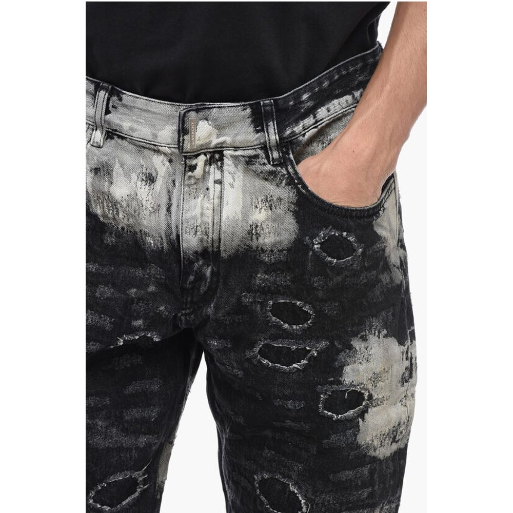 Distressed Cotton Half-coated Lived-in Denims 17cm