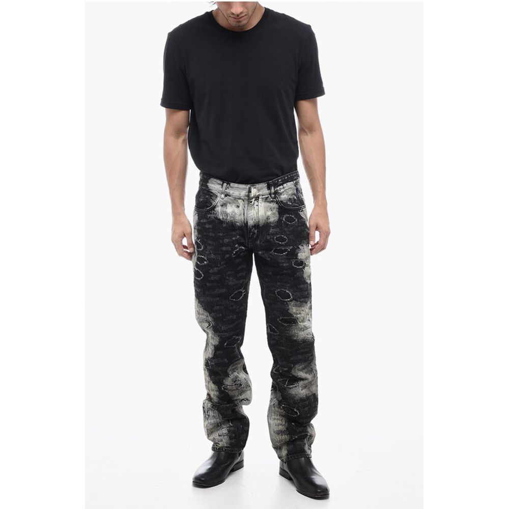 Distressed Cotton Half-coated Lived-in Denims 17cm